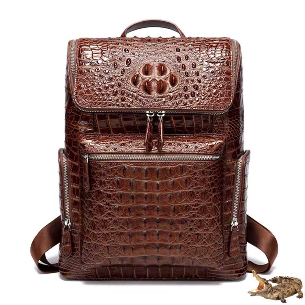 crocodile skin designer backpack