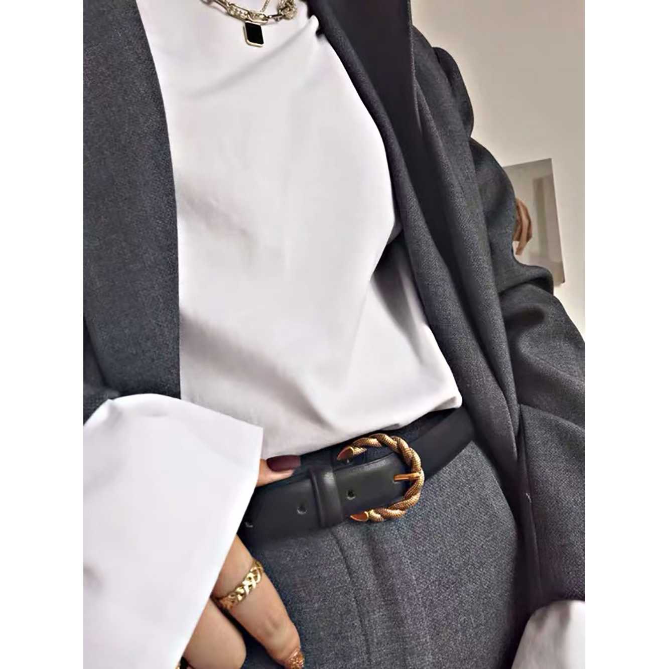 niche design leather ladies twist buckle belt
