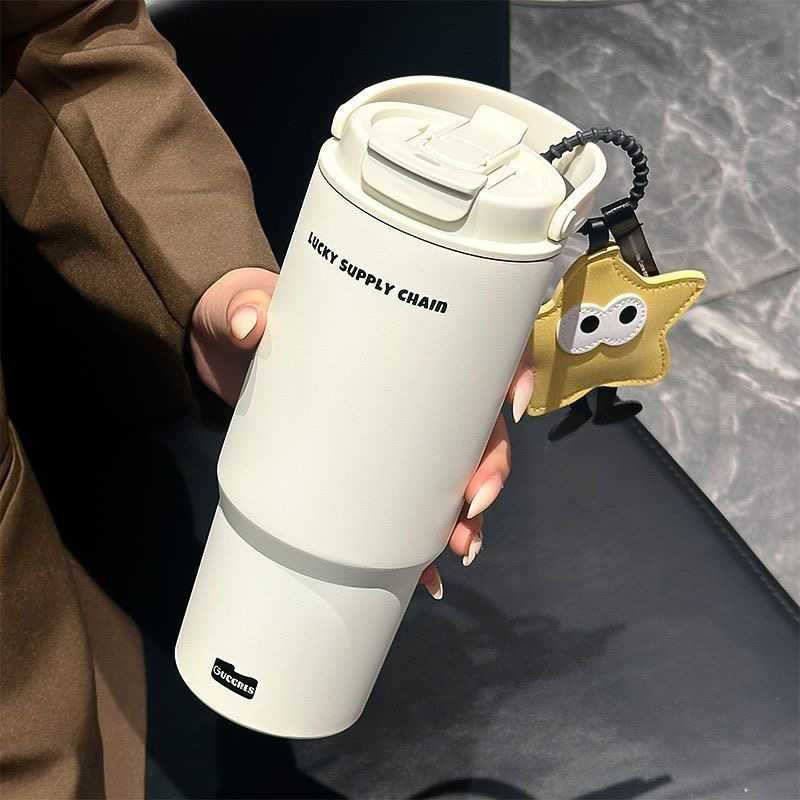 Stainless steel large-capacity straw thermos cup