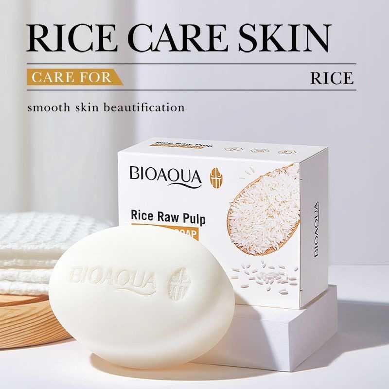 3pcs BIOAOUA Rice Essence Cleansing Bath Soap