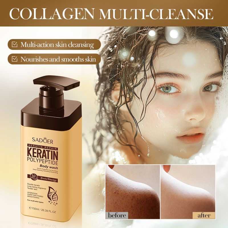 750ml SADOER keratin peptide moisturizing and rejuvenating shower gel