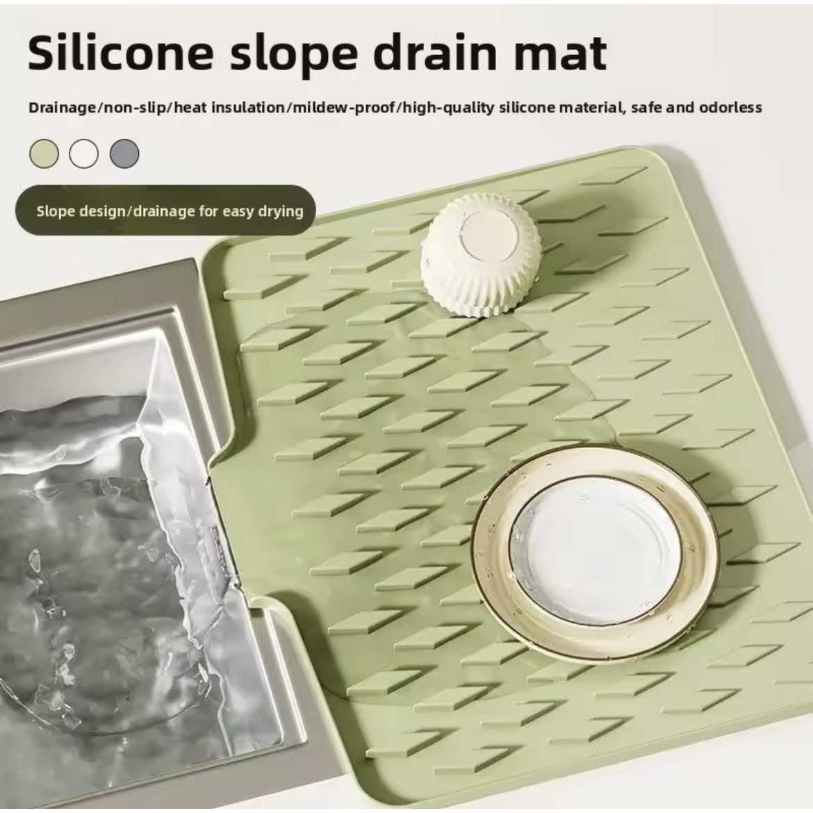 Silicone Water Flow Drying Mat for Kitchen Sink
