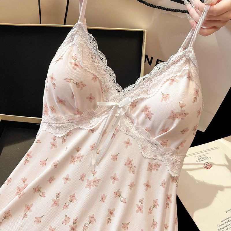 Cotton Suspender Flower night gown