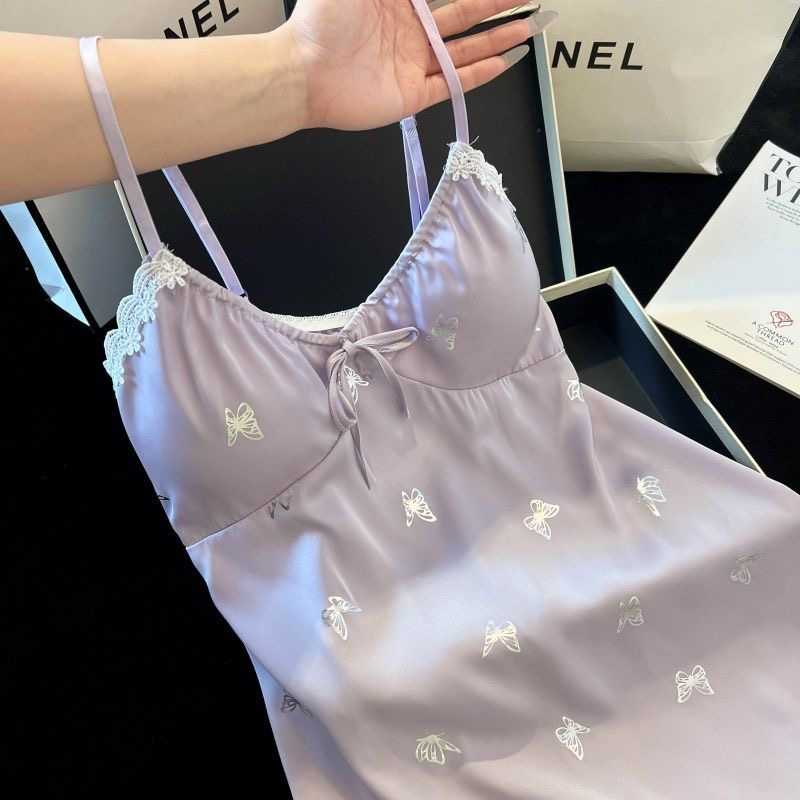 Ice silk suspender butterfly nightdress