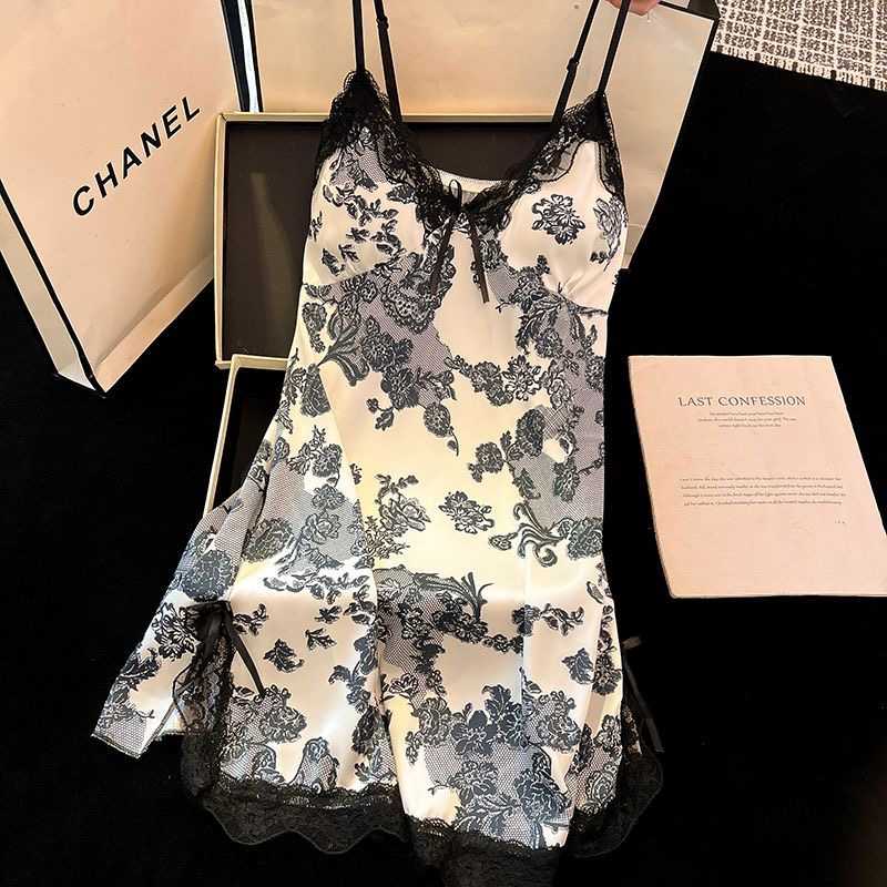 Sexy ladies silk mesh night dress