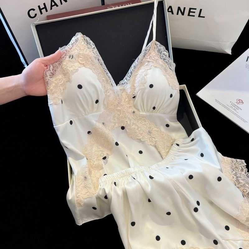 2 piece polka dot sexy pajamas