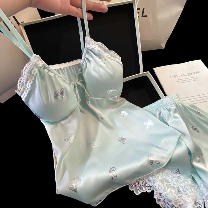 Ice silk two piece night dress sexy