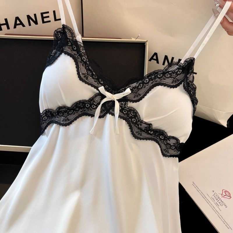 summer ice silk lace new nightdress with breast pad