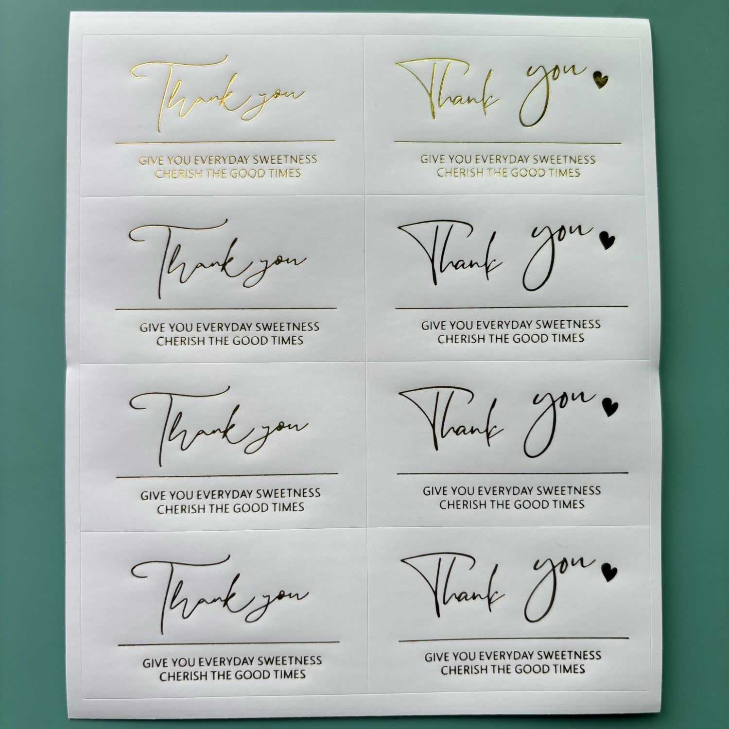 80pcs Thank you gold-plated label