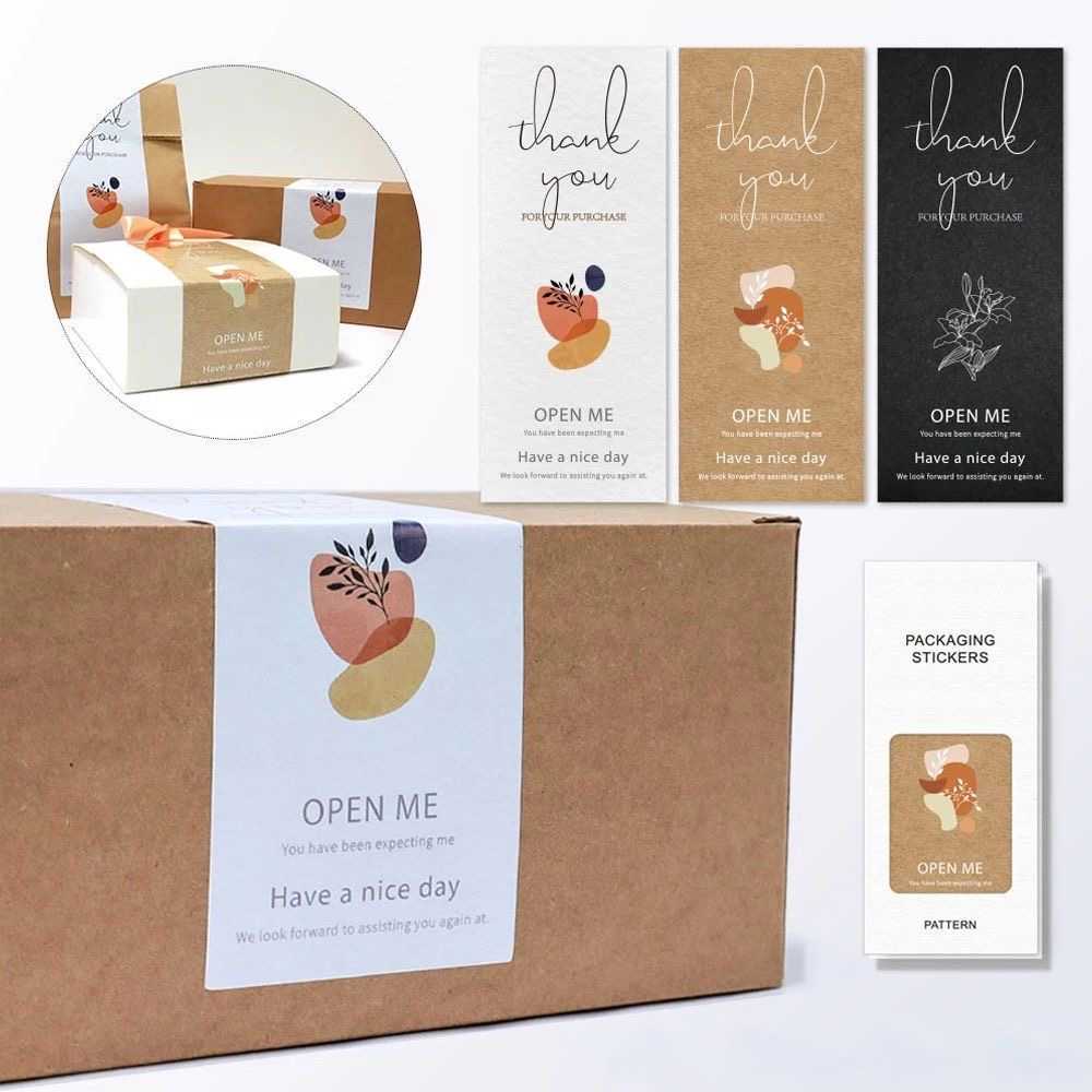 50 sheets/pack of rectangular stickers gift box sealed stickers thank you for sealing stickers coate