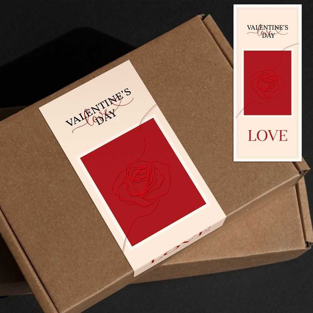 50 stickers/piece Valentine's Day red simple rectangular sticker gift