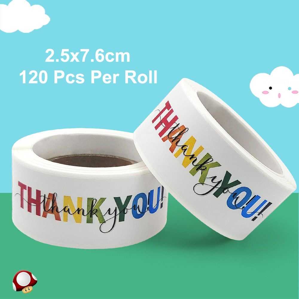 120 stickers/roll color thank you sticker