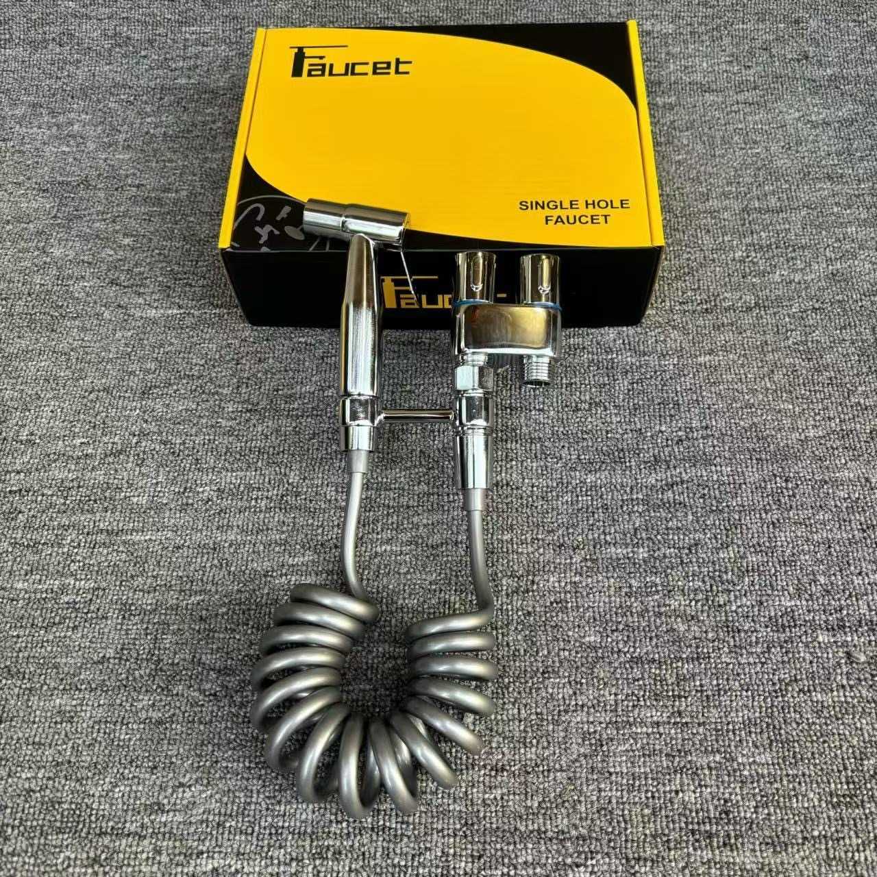 Toilet flushing faucet spray gun