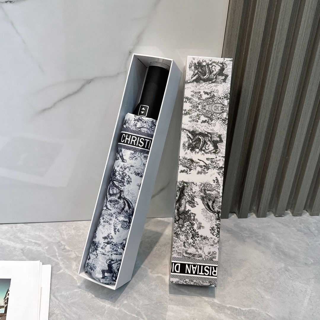 Classic gray three-fold fully automatic sunscreen vinyl umbrella