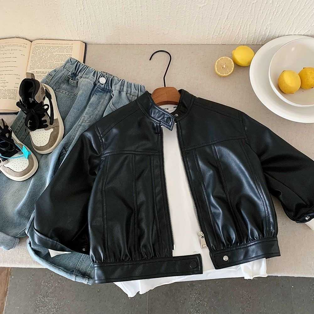 boys' spring and autumn leather jacket