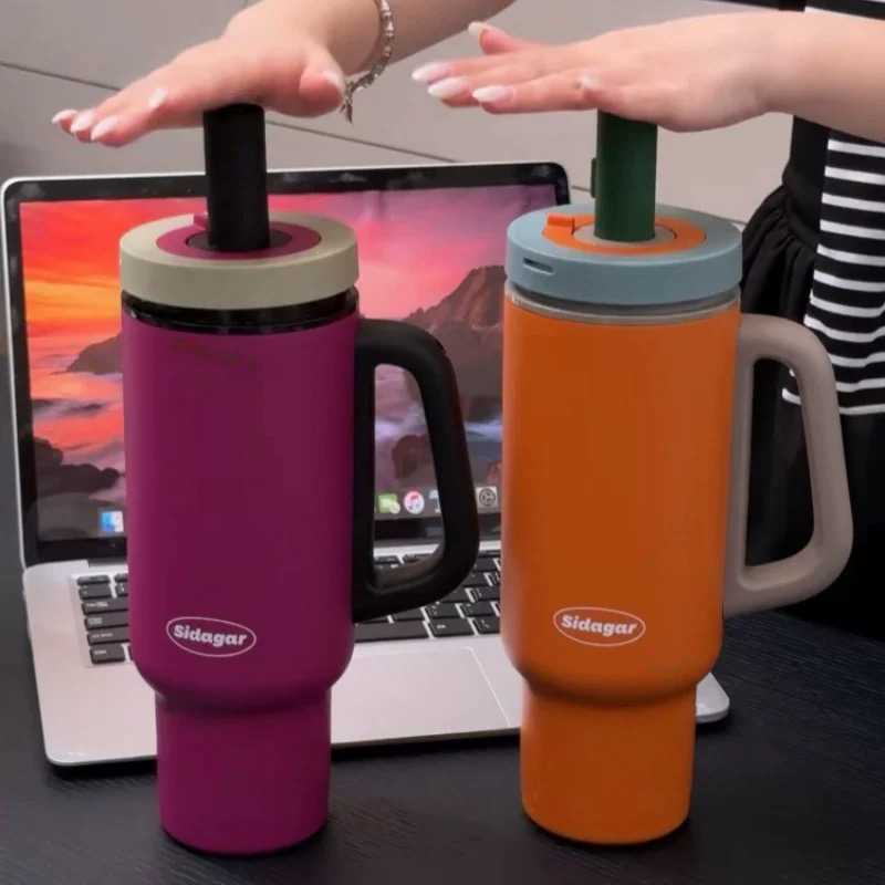1100ml Big Mac Straw Thermos Large Capacity Water Cup
