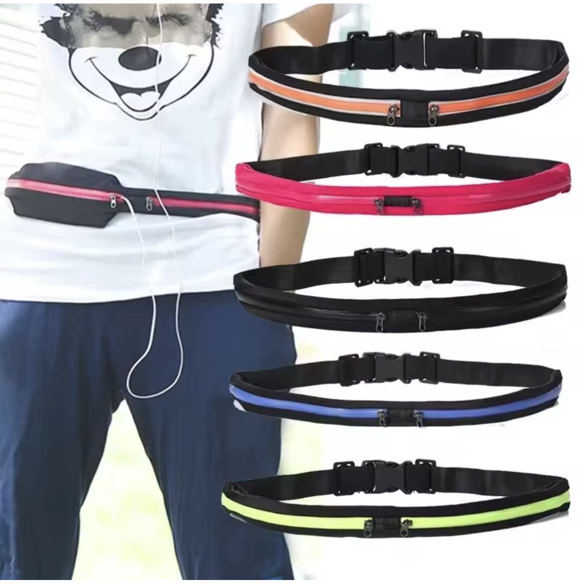 Waist Pack Double Pocket Waterproof Phone Belt Nylon Casual Small Bag Traveling Running Cycling Hiki