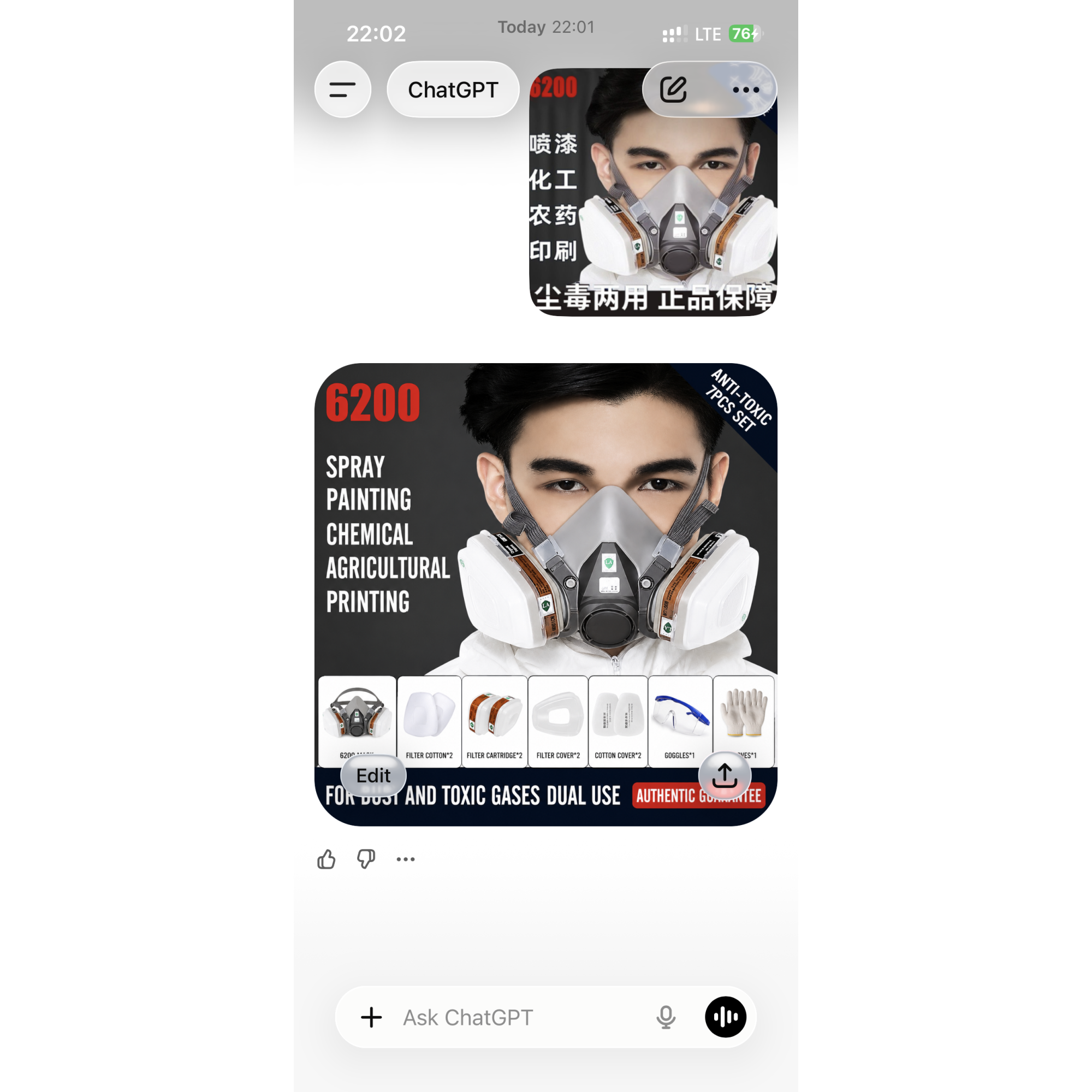 Genuine 6200 gas mask