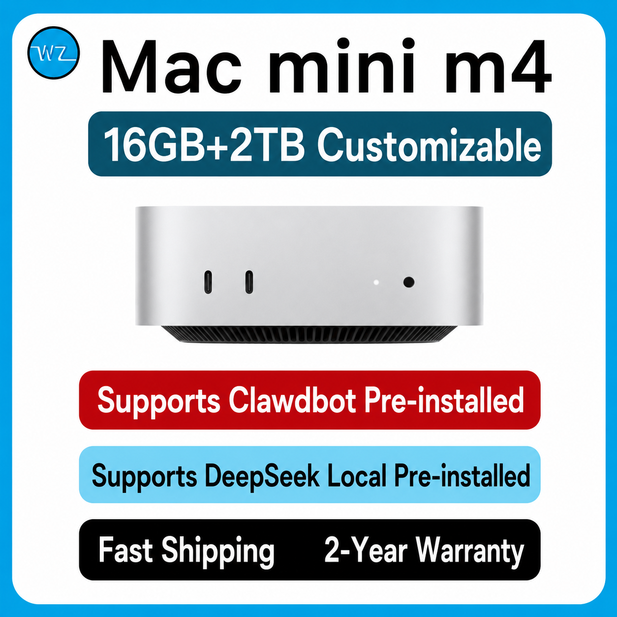 Apple Mac Mini M4 16+2TB expander supports openclaw and DeepSeek pre-installed