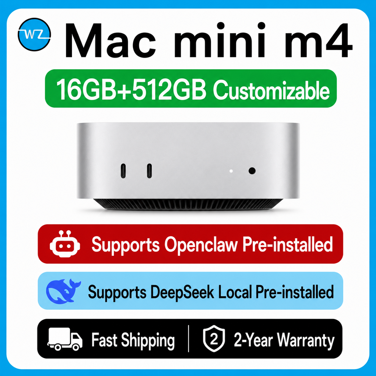 Apple Mac Mini M4 16+512GB customized machine supports pre-installing OpenClaw and DeepSeek