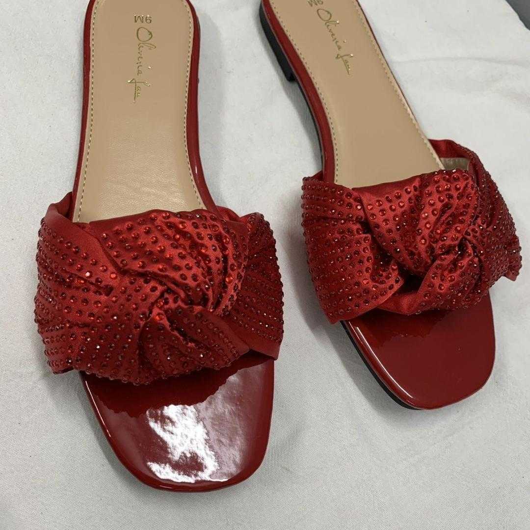 Women’s Rhinestone Knot Flat Slippers