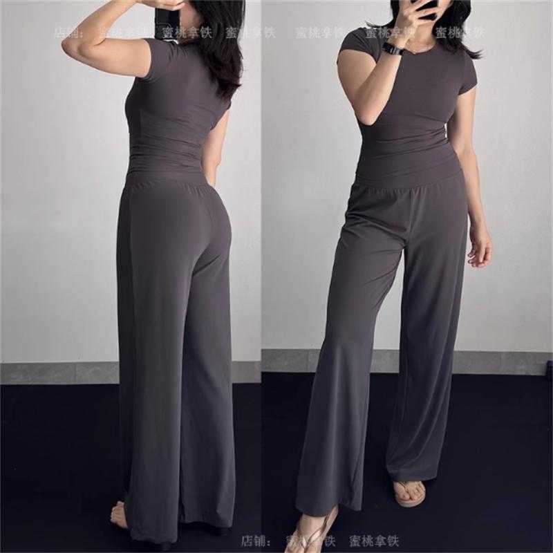 Women’s Short Sleeve Wide Leg Jumpsuit – Casual Stretchy 2-Piece Outfit