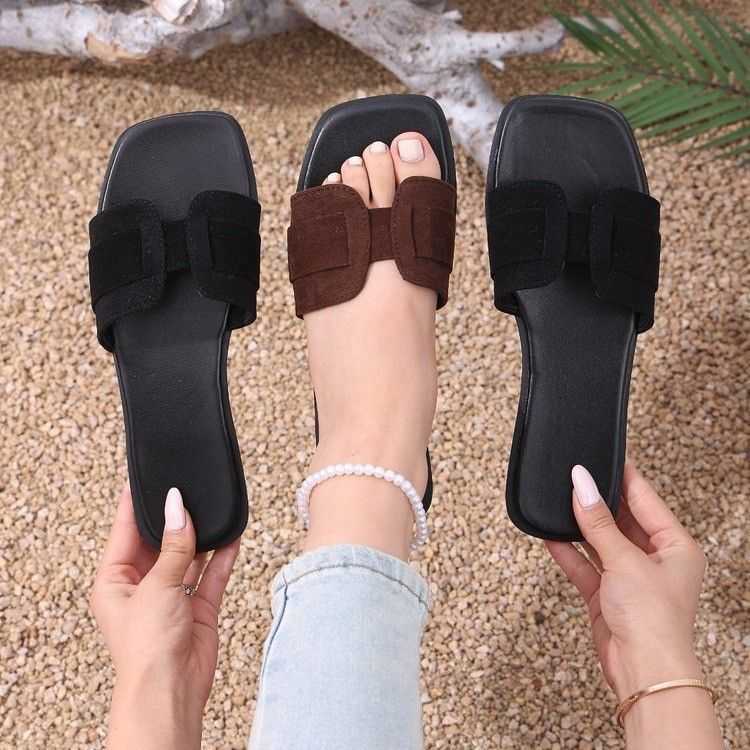 Women’s Bow Flat Slide Slippers – Casual Summer Sandals