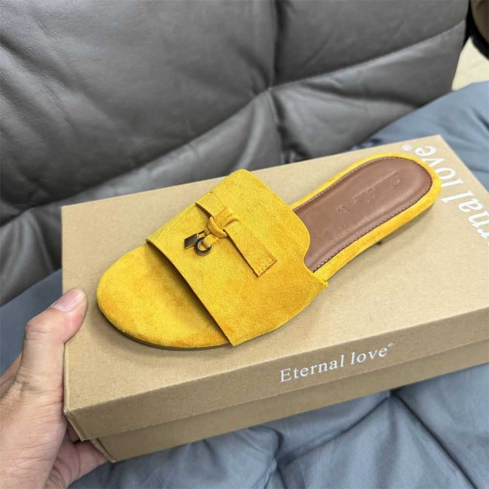 One-word slippers summer tassel French leather flat sole