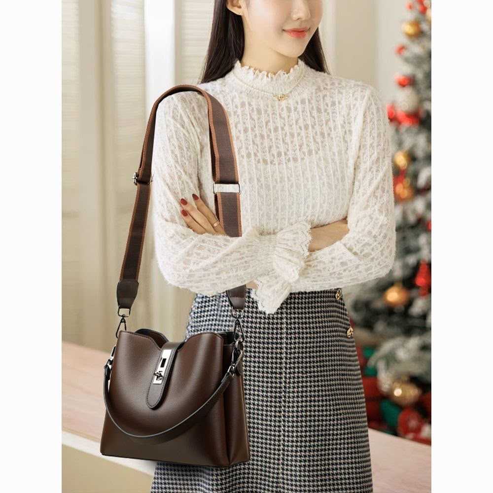 Genuine leather women's popular classic fashion bucket bag