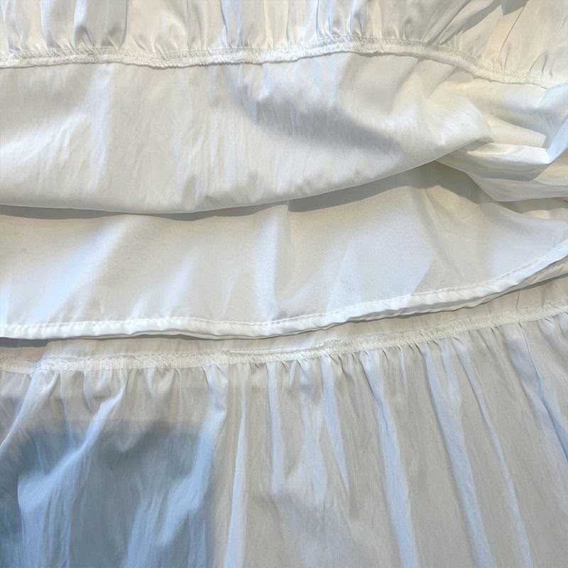 Summer new French wooden white stitching cake skirt