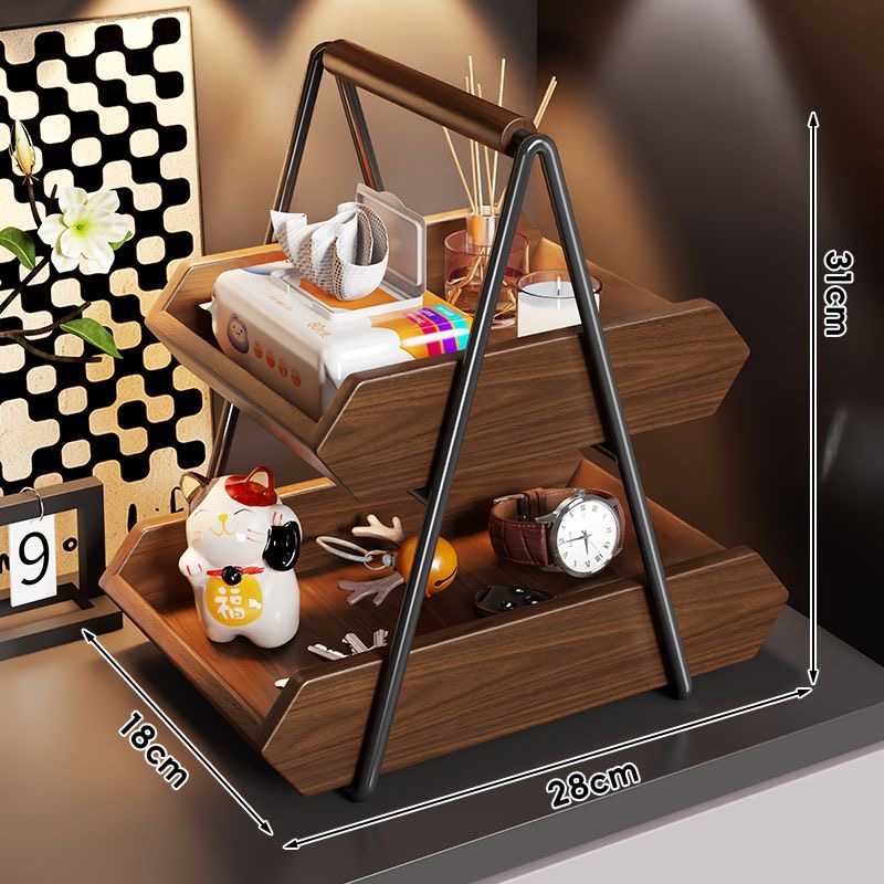 Desktop solid wood shelf entrance key jewelry household multi-layer perfume rack