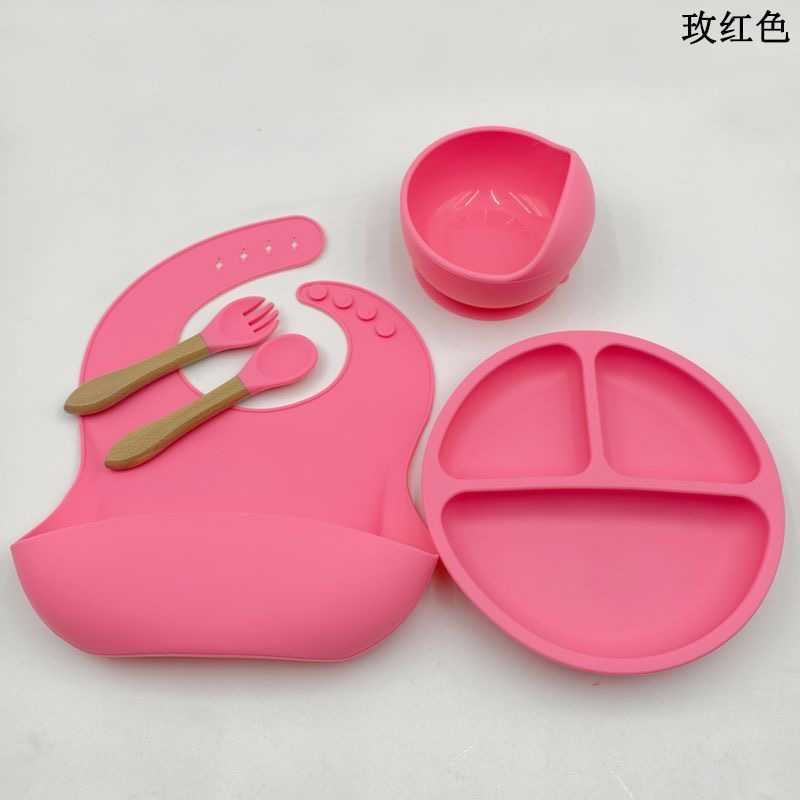 6 PCS Baby Silicone  Meal Training Set with Cutlery