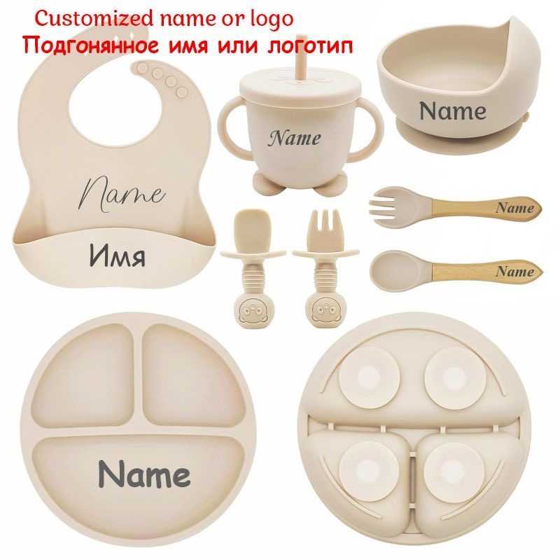 8pcs customized kids silicone tables set with cutlery