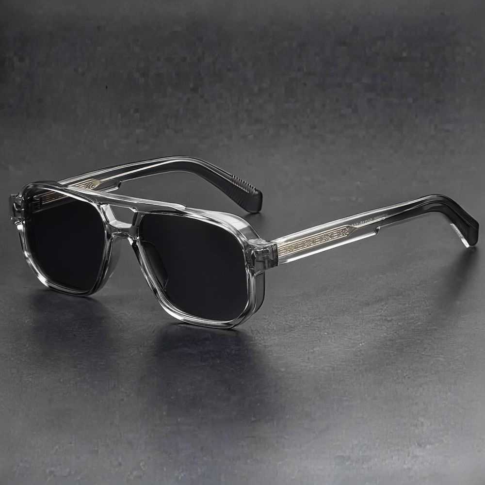 Niche navy blue double beam sunglasses