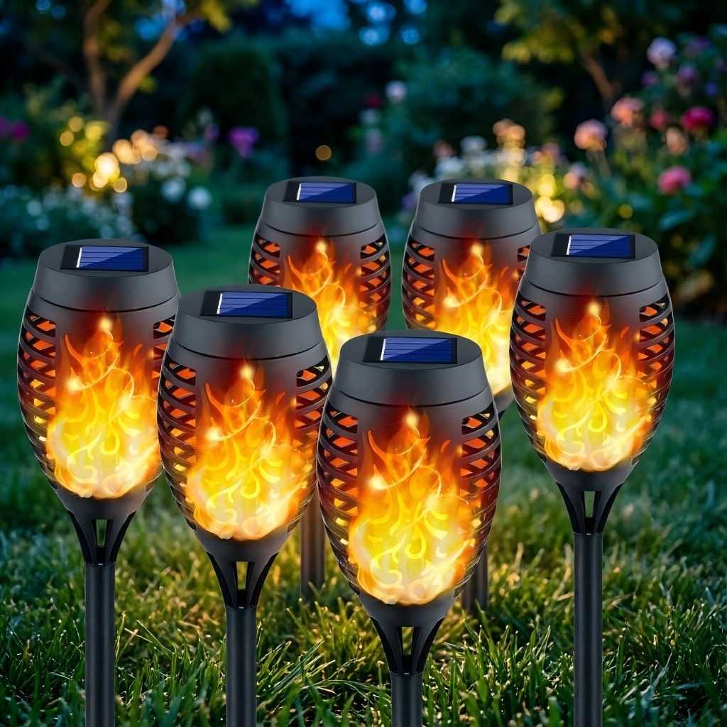 Solar Flame Torch Light Flickering Waterproof Garden lamp