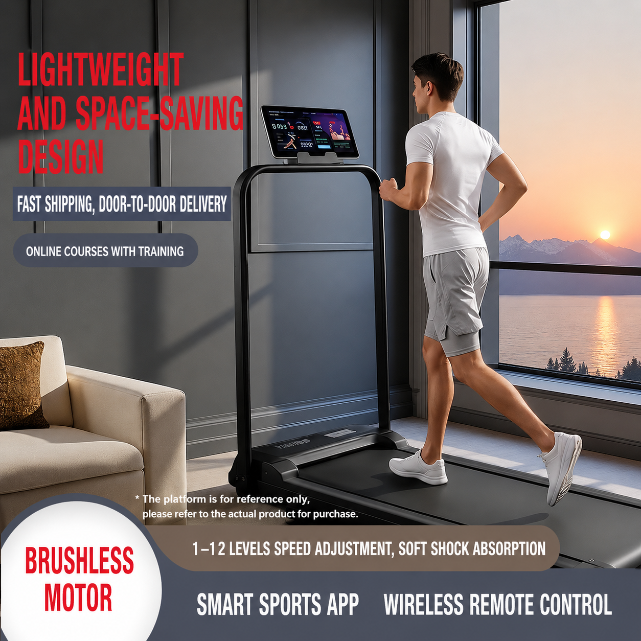 Treadmill Home New Foldable Home Silent Shock Absorption Small Indoor Electric Walking Fitness