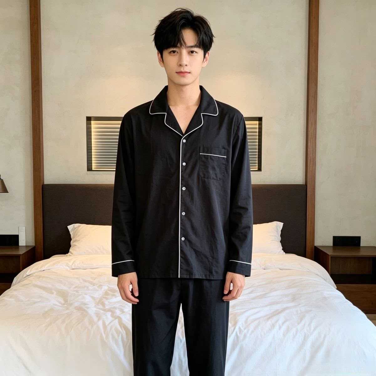 New men's long-sleeved spring pajamas