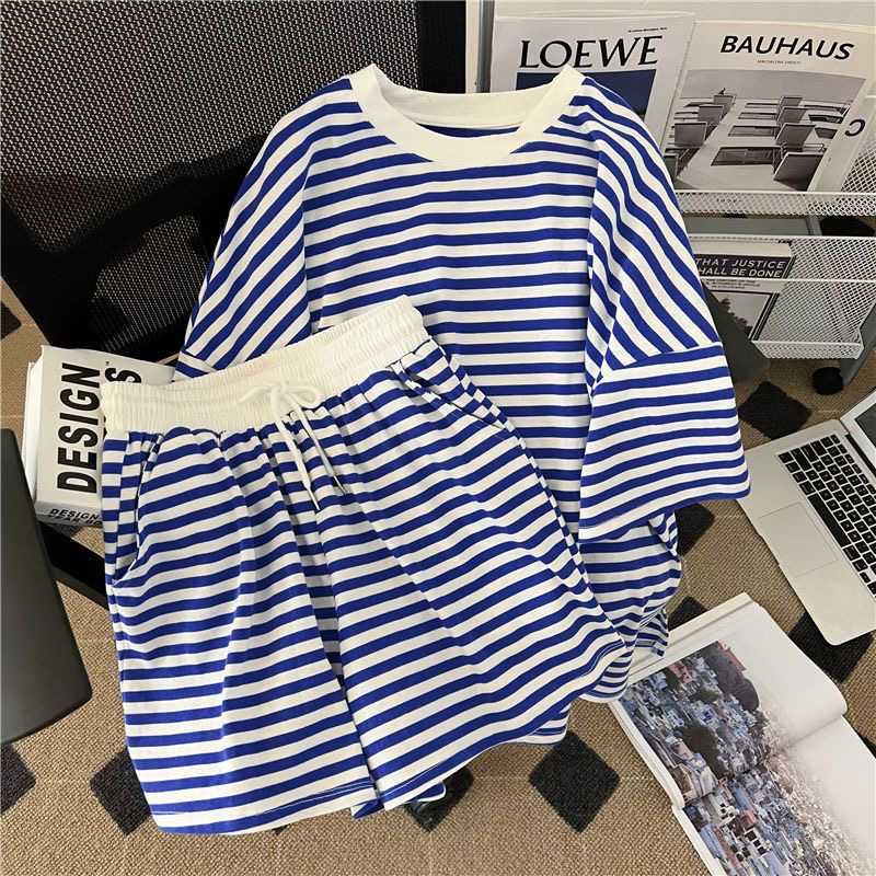 Women’s Casual Striped 2 Piece Shorts Set