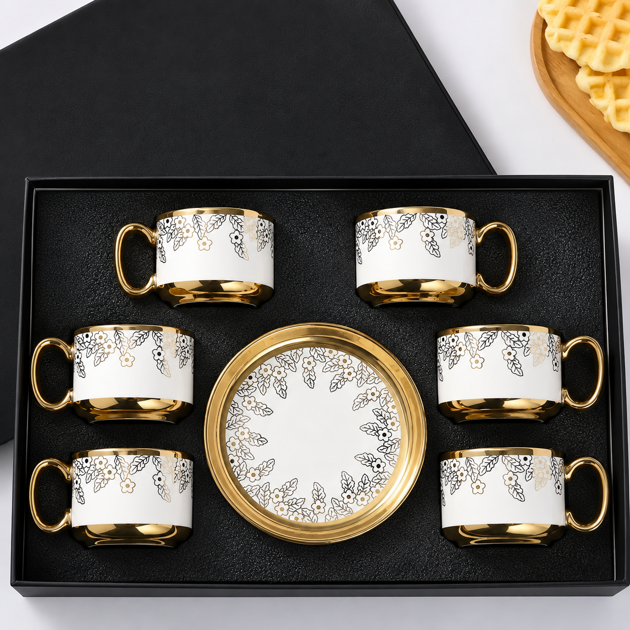 6-Piece Ceramic Coffee Cup & Saucer Set