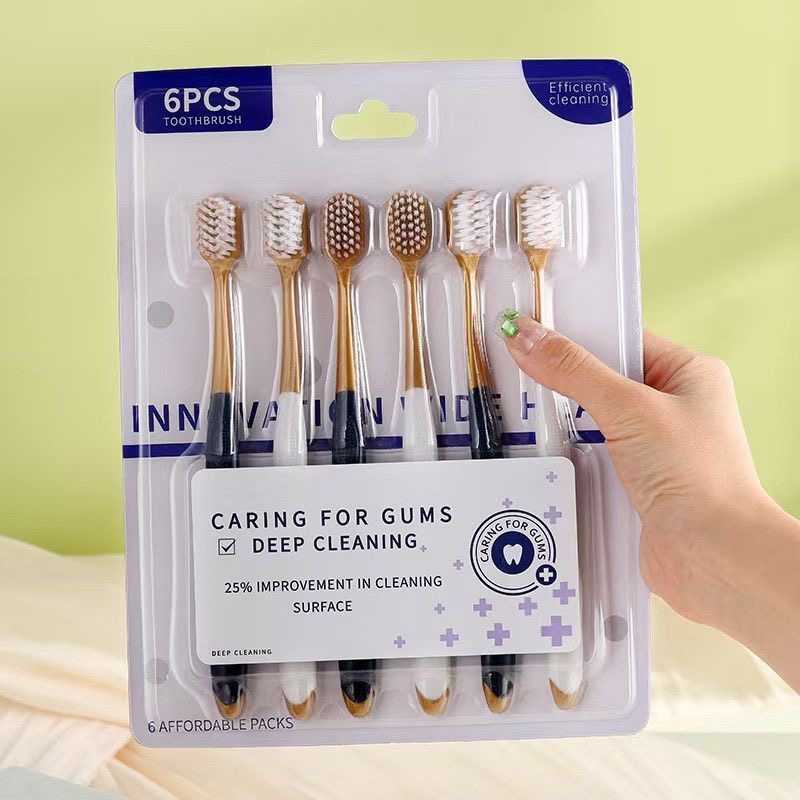 6-Piece Set of Adult Soft-Bristle Toothbrushes