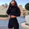 women's zipper lapel tracksuit