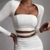 sexy-women's-hallow-bandage-square-collar-dress