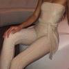 ladies flash silk casual jumpsuit