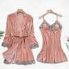 ladies sexy suede nightdress + robe