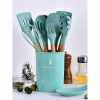 12 pieces silicone wood handle kitchenware