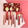 12 pieces red super soft makeup brush set