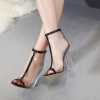 classy elegant transparent crystal shoes
