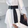 trendy black leather belt