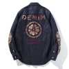 retro street fashion mens denim shirt
