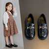 girls princess black british leather shoes